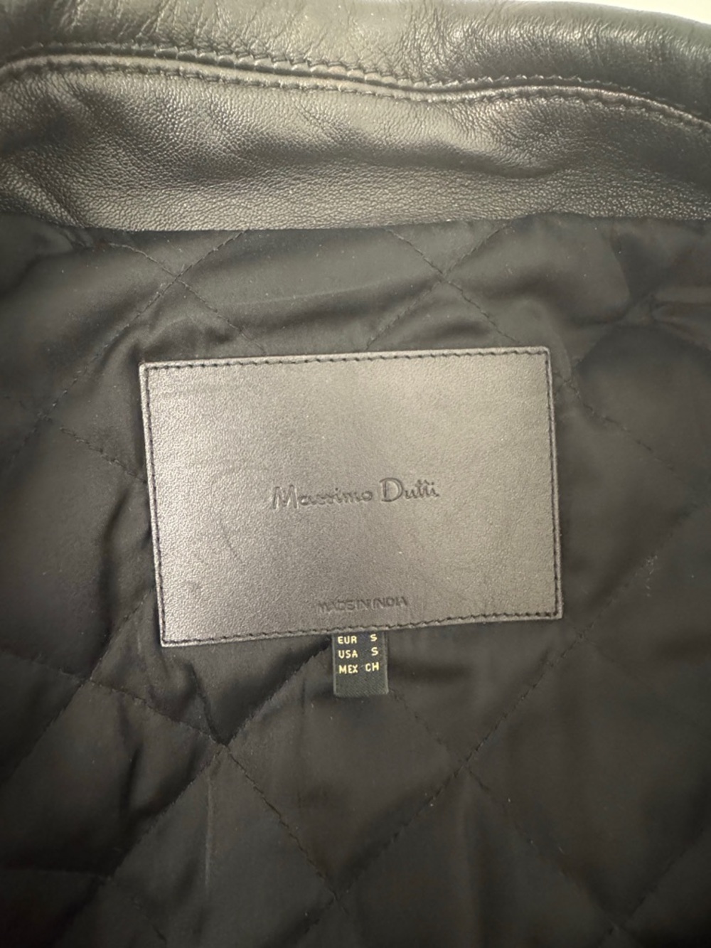 Massimo Dutti Black Leather Biker Jacket - Picture 4 of 5